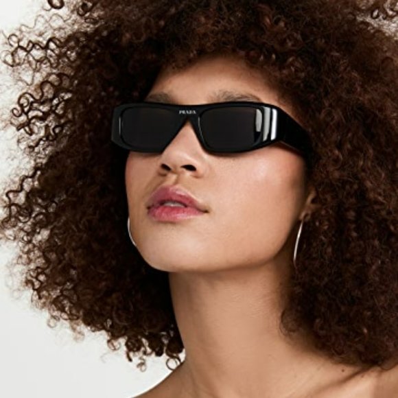 NEW Prada PR20WS 1AB5S0 Black Gray Rectangle Unisex Sunglasses - Picture 11 of 11